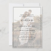 シンプル黒と白のオーバーレイモダンフォト結婚ズ 招待状 (正面)