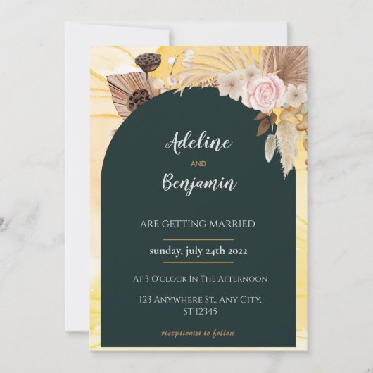 シンプル黒と白のオーバーレイ写真の結婚インビタ 招待状 (正面)