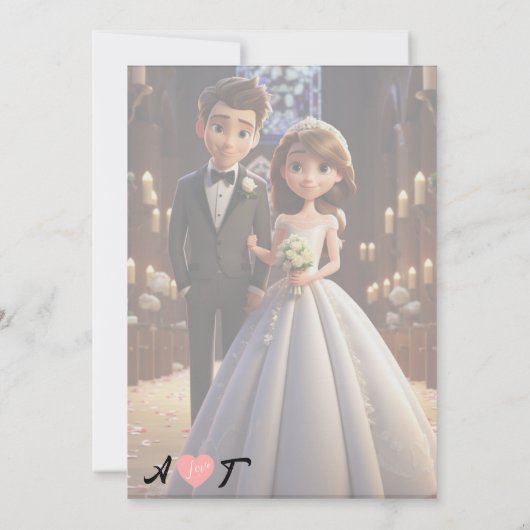 シンプル黒と白のオーバーレイ写真の結婚インビタ 招待状 (裏面)