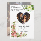 シンプル黒と白のオーバーレイ写真の結婚インビタ 招待状 (正面/裏面)