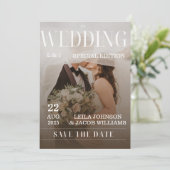 シンプル黒と白のオーバーレイ写真の結婚インビタ 招待状 (スタンド正面)