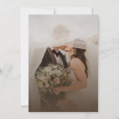 シンプル黒と白のオーバーレイ写真の結婚インビタ 招待状 (裏面)