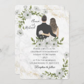 シンプル黒と白のオーバーレイ写真の結婚インビタ 招待状 (正面/裏面)