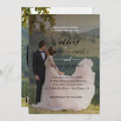 シンプル黒と白のオーバーレイ写真の結婚インビタ 招待状 (正面/裏面)