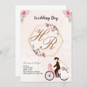 シンプル黒と白のオーバーレイ写真の結婚インビタ 招待状 (正面/裏面)