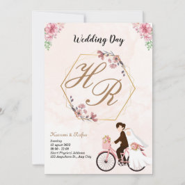 シンプル黒と白のオーバーレイ写真の結婚インビタ 招待状