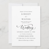 シンプル黒と白のクラシックScript Budget 結婚's 招待状 (正面)