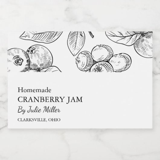 シンプル黒と白のクランベリージャムラベル フードラベル (シングルラベル)