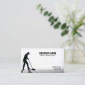 シンプル黒と白のクリーニングカーペットシルエット 名刺 (スタンド正面)