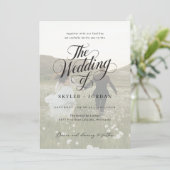 シンプル黒と白のスクリプトオーバーレイフォト結婚ズ 招待状 (スタンド正面)