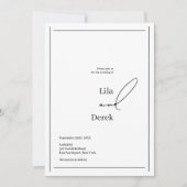 シンプル黒と白のスクリプ縁どトフレ結婚ーム 招待状 (正面)