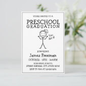 シンプル黒と白のスティック幼稚園卒業 招待状 (スタンド正面)