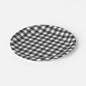 シンプル黒と白のバッファロープレイドチェックパターン ペーパープレート (アングル)
