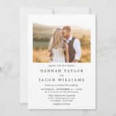 シンプル黒と白のフォトオーバーレイQRコード結婚s 招待状 (正面)