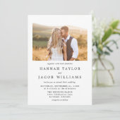 シンプル黒と白のフォトオーバーレイQRコード結婚s 招待状 (スタンド正面)