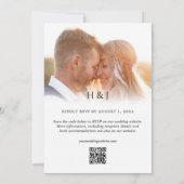 シンプル黒と白のフォトオーバーレイQRコード結婚s 招待状 (裏面)