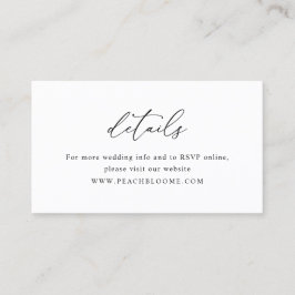 シンプル黒と白のミニマル結婚詳細カード 名刺