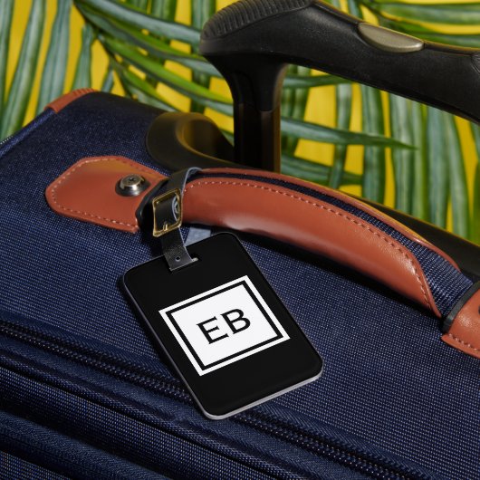 シンプル黒と白のモノグラム荷物タグ ラゲッジタグ (正面インサイチュ1)