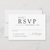 シンプル黒と白のヴィンテージフローラフォーマル結婚の 出欠カード (正面)