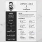 シンプル黒と白の履歴書、CV +文字 (正面)