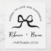 シンプル黒と白の手描き弓スケッチ結婚ズ ワインラベル (シングルラベル)