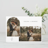 シンプル黒と白の素朴写結婚真 招待状 (スタンド正面)