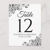 シンプル黒と白の結婚テーブル番号 (裏面)