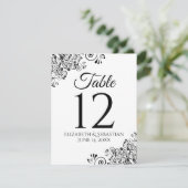 シンプル黒と白の結婚テーブル番号 (スタンド正面)