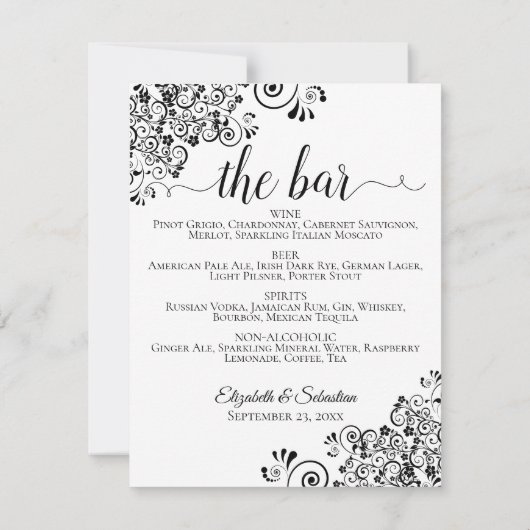 シンプル黒と白の結婚バー表の番号 (裏面)