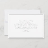 シンプル黒と白の結婚写真 サンキューカード (裏面)