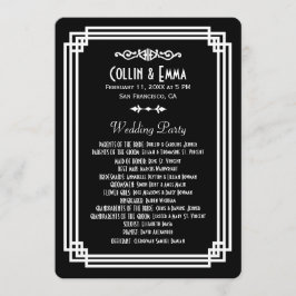 シンプル黒と白アールデコ結婚式 プログラム