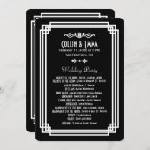 シンプル黒と白アールデコ結婚式 プログラム (正面/裏面)