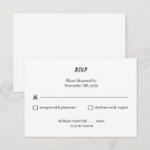 シンプル黒と白パーソナライズされた結婚の 出欠カード (正面/裏面)