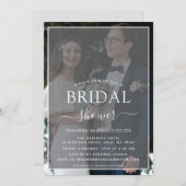 シンプル黒と白フェイクのベラム効果写真 招待状 (正面/裏面)