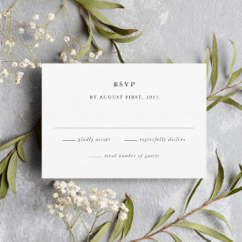 シンプル黒と白ミニマル結婚の 出欠カード