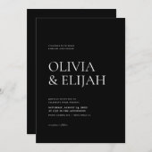 シンプル黒と白モダンフォーマル結婚の 招待状 (正面/裏面)