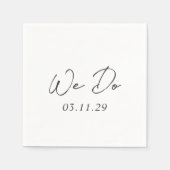 シンプル黒と白モダン結婚の スタンダードカクテルナプキン (正面)