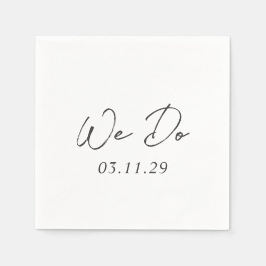 シンプル黒と白モダン結婚の スタンダードカクテルナプキン (正面)