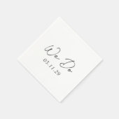 シンプル黒と白モダン結婚の スタンダードカクテルナプキン (角)