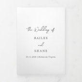 シンプル黒と白モダン結婚の 三つ折り招待状 (カバー)