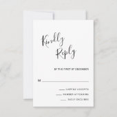 シンプル黒と白モダン結婚の 出欠カード (正面)