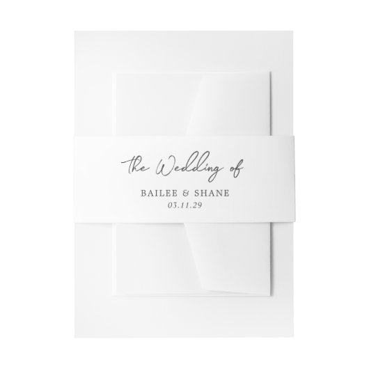 シンプル黒と白モダン結婚の 招待状ベリーバンド (正面例)