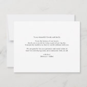 シンプル黒と白結婚の写真サンキューカード サンキューカード (裏面)