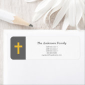 シンプル黒と金ゴールドクロス差出人住所 ラベル (インサイチュ)