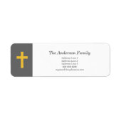 シンプル黒と金ゴールドクロス差出人住所 ラベル (正面)