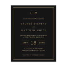 シンプル黒と金ゴールド予算の結婚式の招待