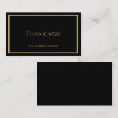 シンプル黒と金ゴールド結婚のサンキューカード エンクロージャーカード (正面/裏面)