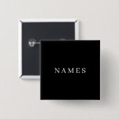 シンプル黒のカスタム名前の追加ボエレガントタン 缶バッジ (正面&裏面)