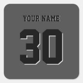 シンプル黒のカスタム番号と名前 スクエアシール (正面)