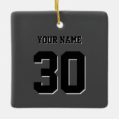 シンプル黒のカスタム番号と名前 セラミックオーナメント (正面)
